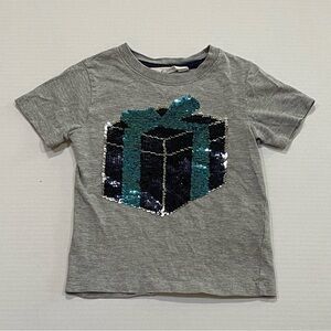 H&M Grey Interactive Sequins T-Shirt Gift Present Toddler Kids Sz 3-4Y